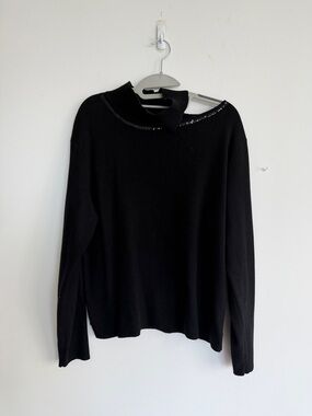 Black Sweater with Subtle Sequin Trim